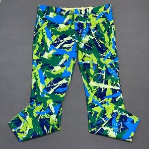 Loudmouth‎ Men's Pants Size 42x32L Blue Green Abstract Splatter Camo Polyester